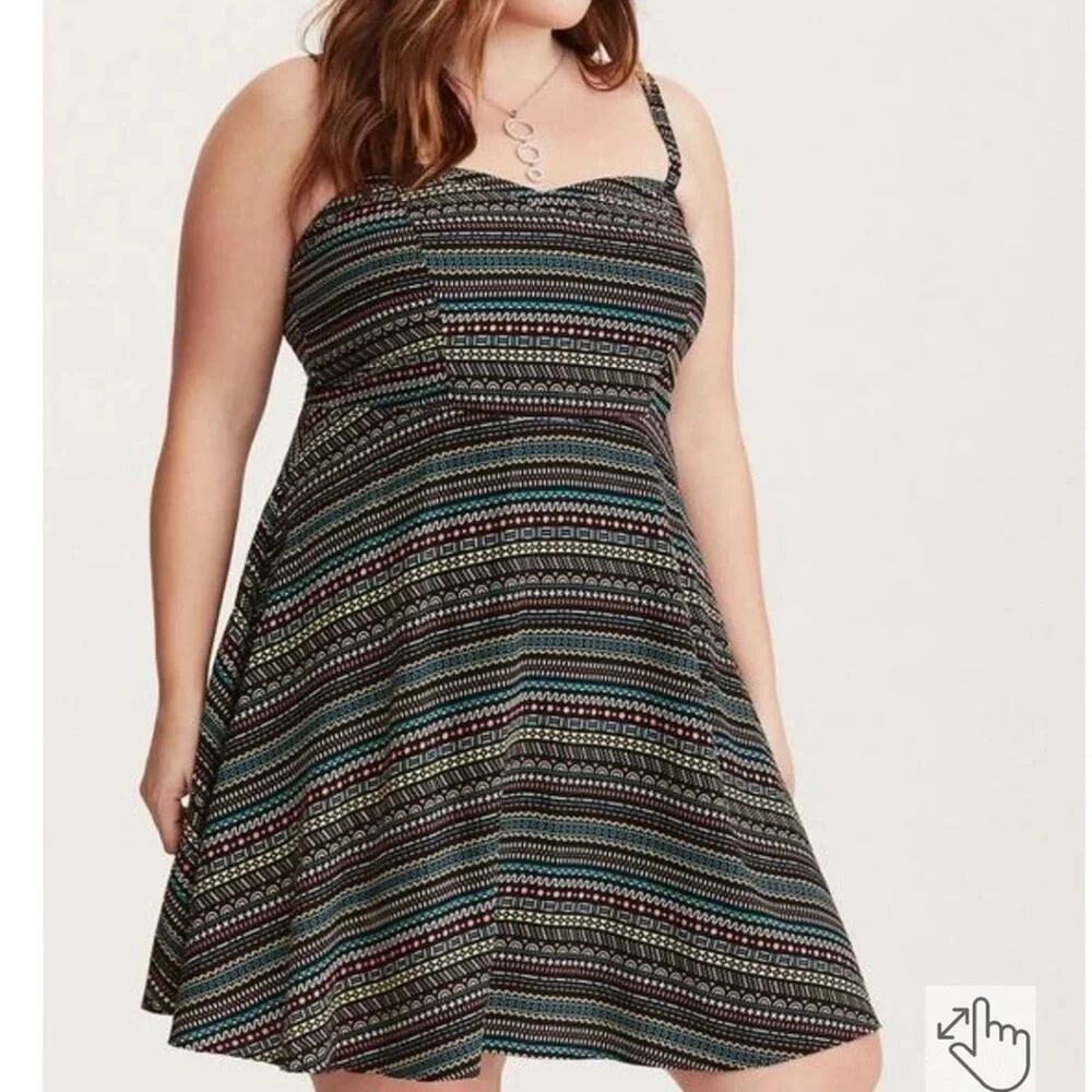Torrid Womens Dress Mini Challis Sweetheart colorful summer 90s coastal Plus SZ - Picture 3 of 15